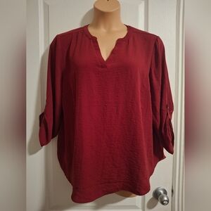 Maurices 1X Women's Red Blouse NWOT